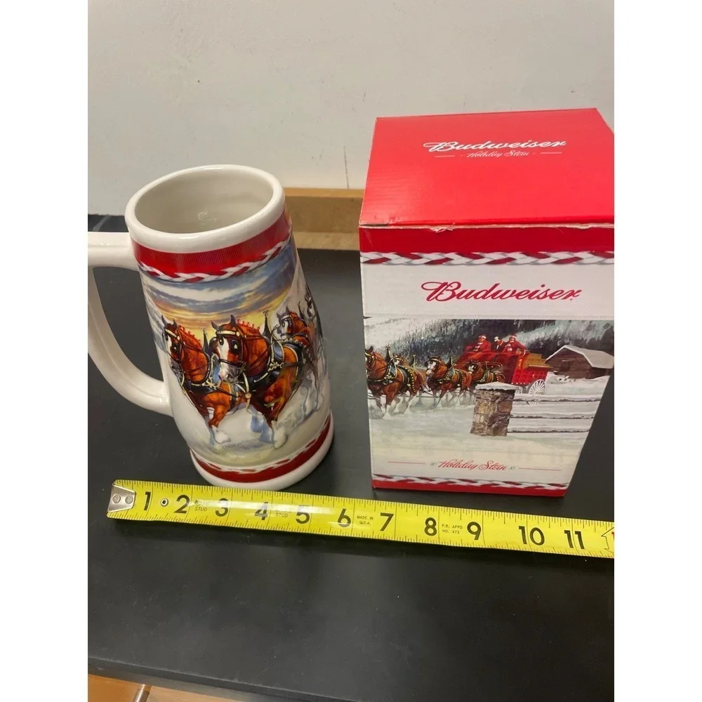Budweiser Holiday Beer Stein Anheuser Busch‎ 2010 in Box with COA